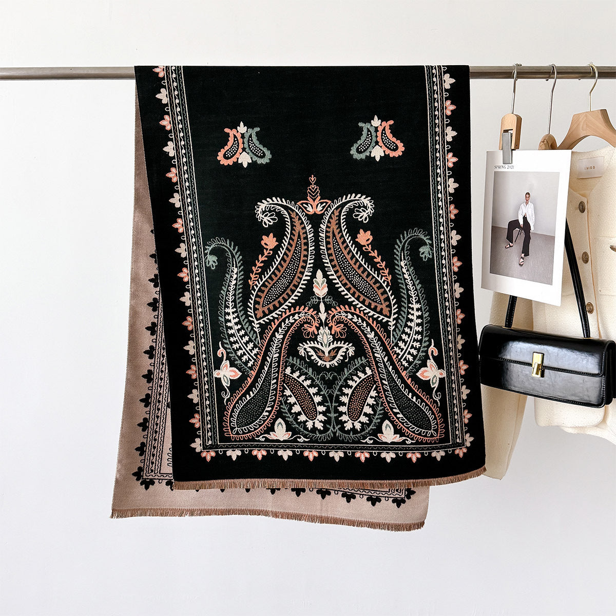 New Geometric Double-sided Dual-use Scarf Baggy Coat
