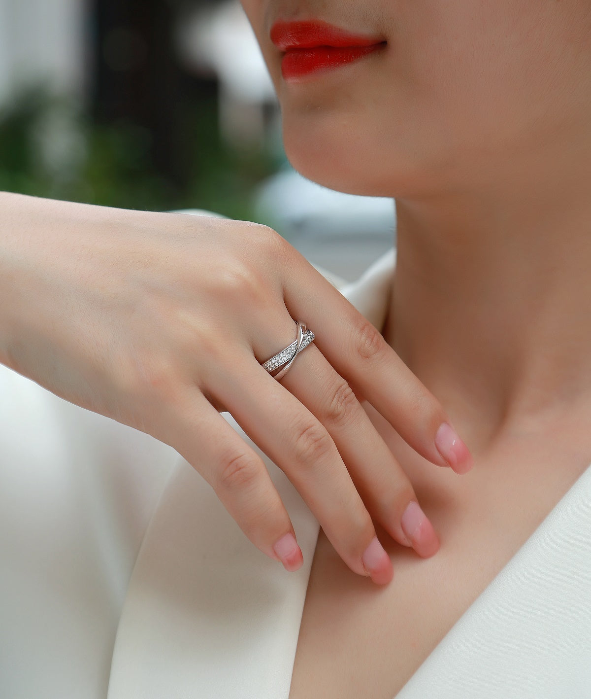 Wrap Around Ring Luxury Fashion Set Moissanite Silver Ring