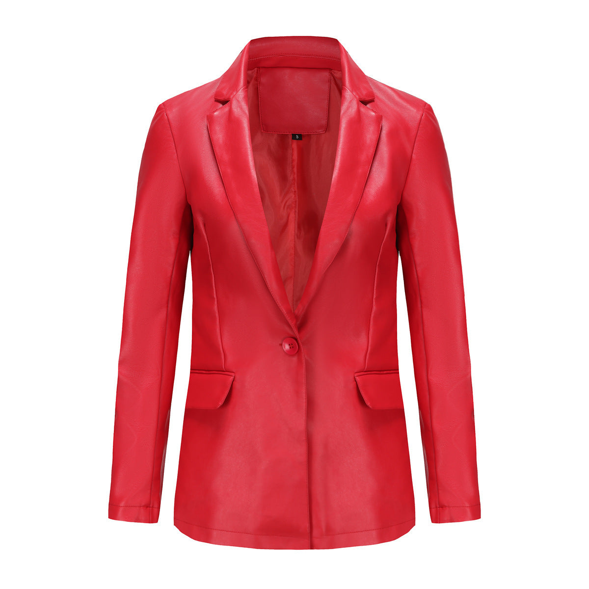 Single Button Commute Leisure Leather Coat