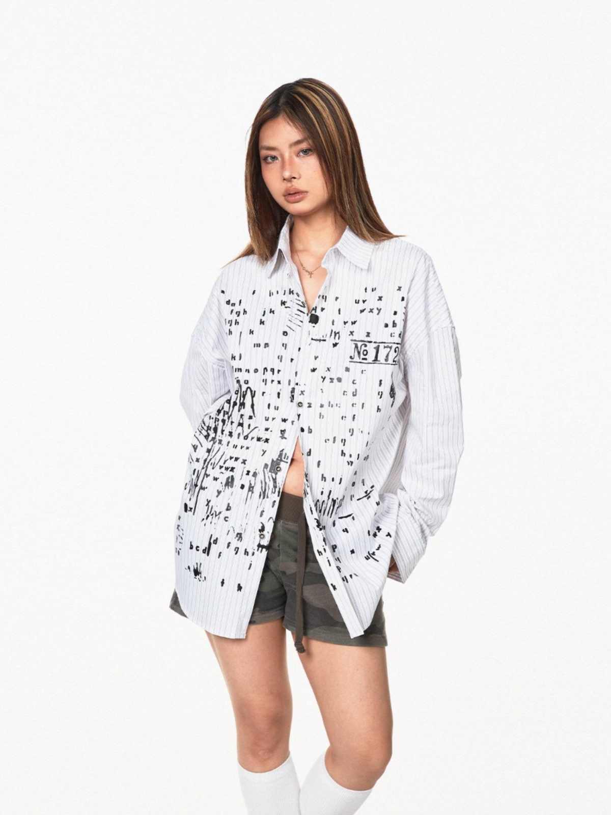 Letter Printed Women's Shirt Jacket