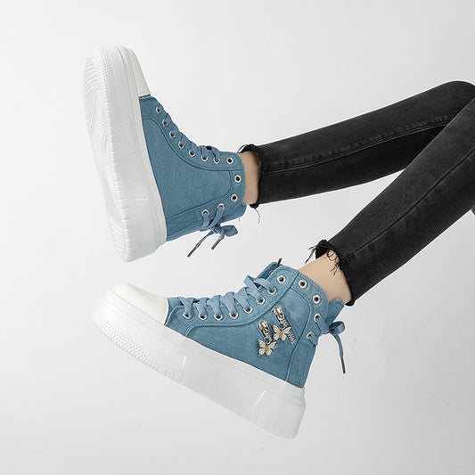 Butterfly Zipper Canvas Shoes