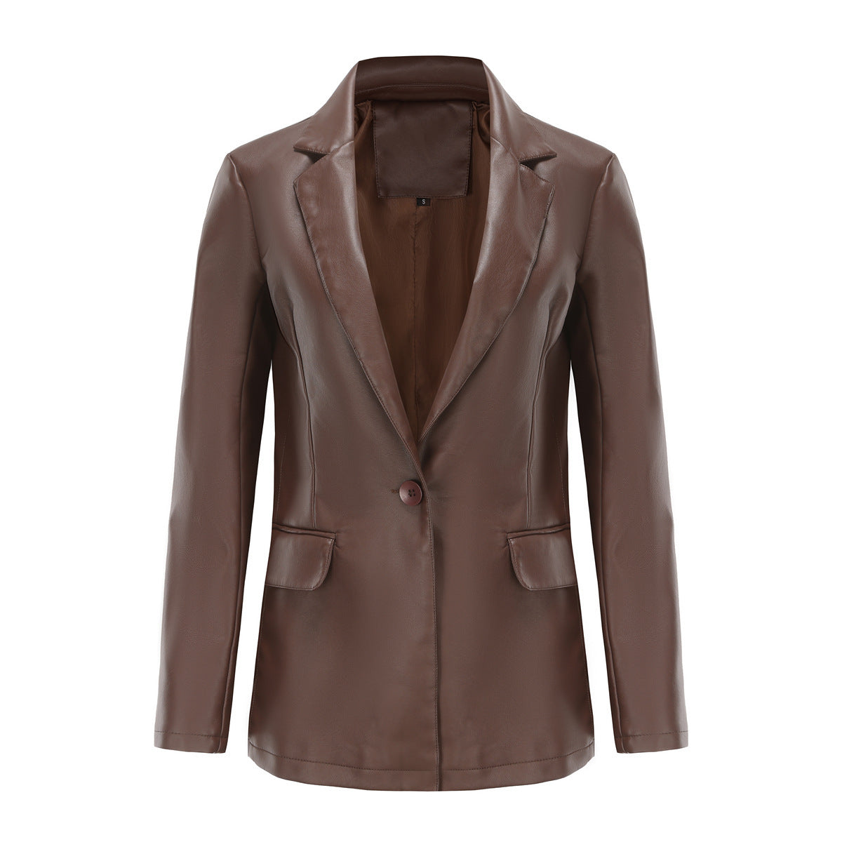 Single Button Commute Leisure Leather Coat