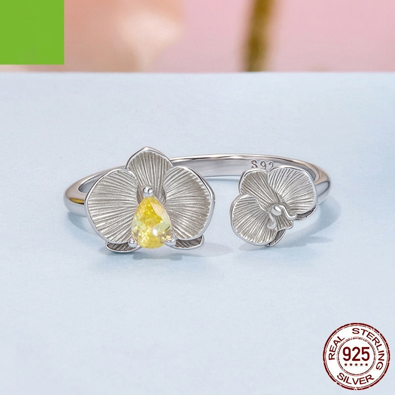 Sterling Silver Phalaenopsis Open Ring