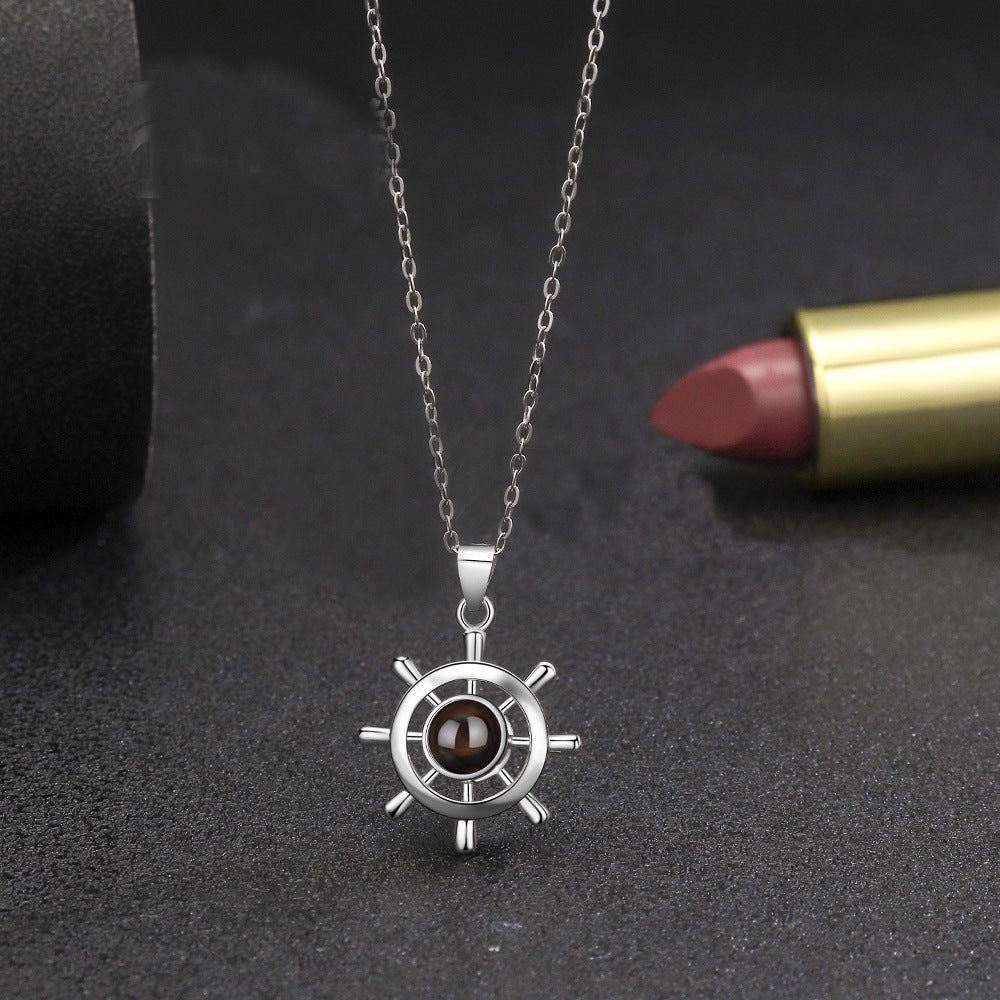 Silver Ship Rudder Projection Necklace