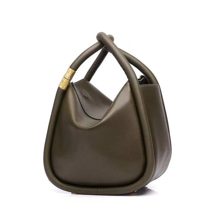 Hand-in-hand female cowhide tofu bag small square bag
