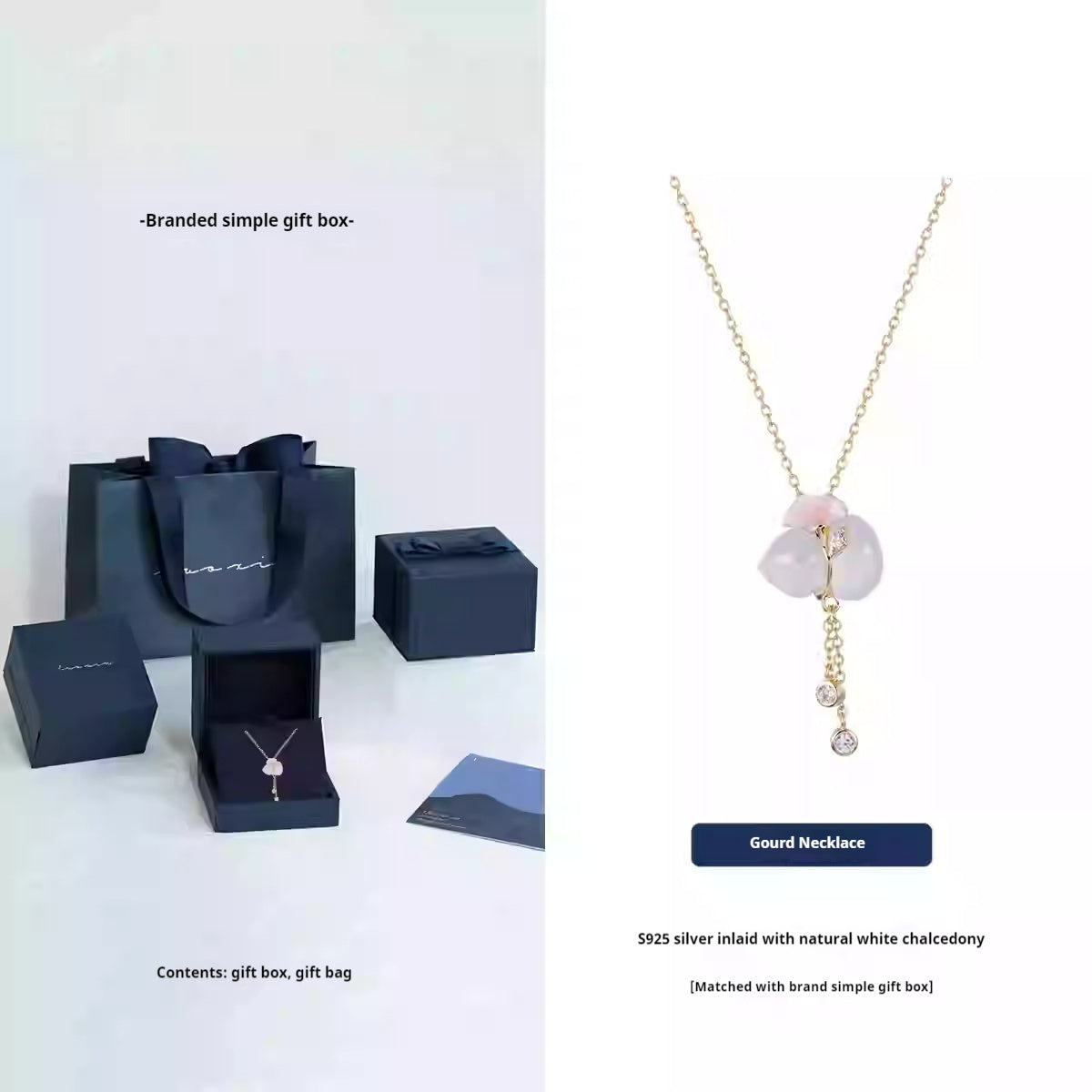 White Chalcedony Fu Lu Gourd Necklace