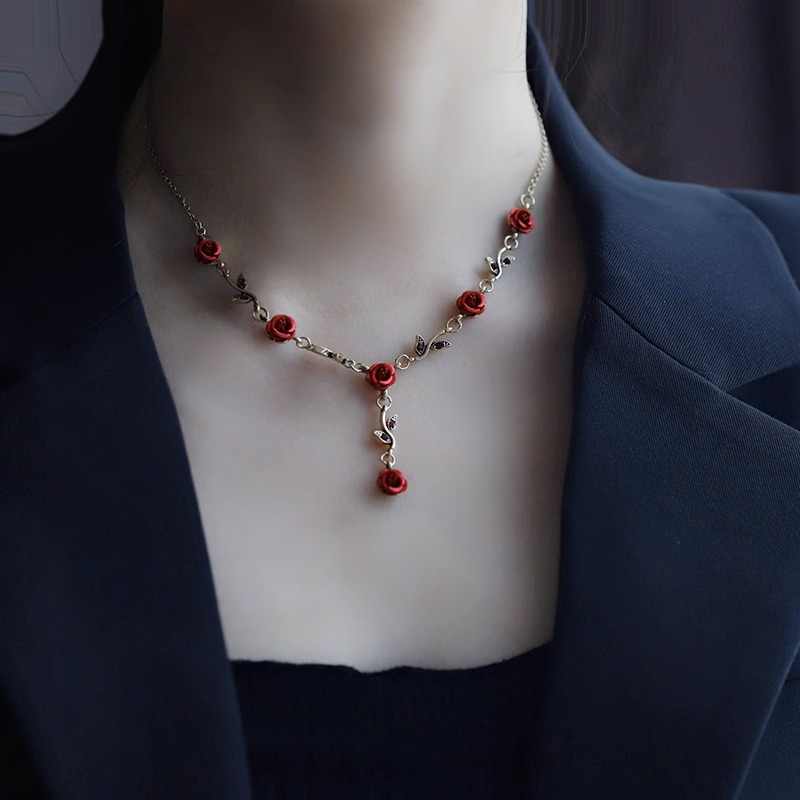 Romantic Rose Flower Bracele and Clavicle Chain