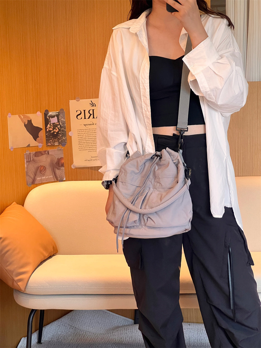 Multi-pocket Lightweight Bucket Bag
