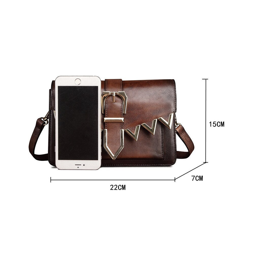 Diagonal leather square bag