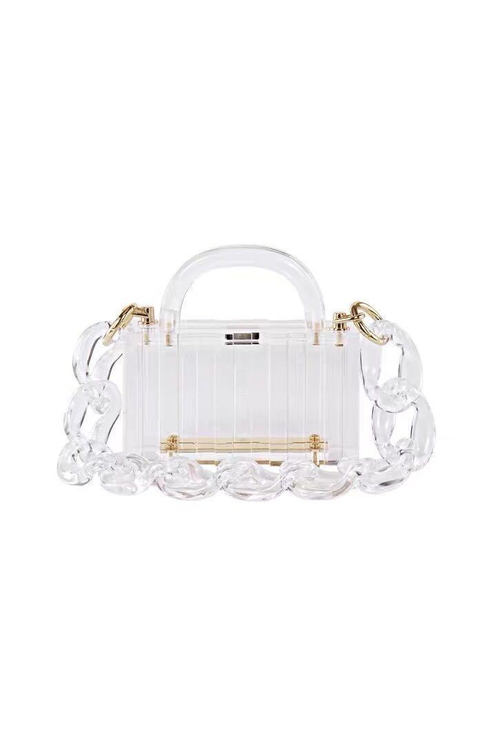 Transparent acrylic chain small square bag