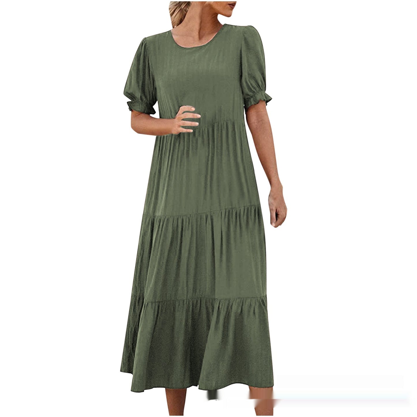 Printed Short Sleeves Dress Women