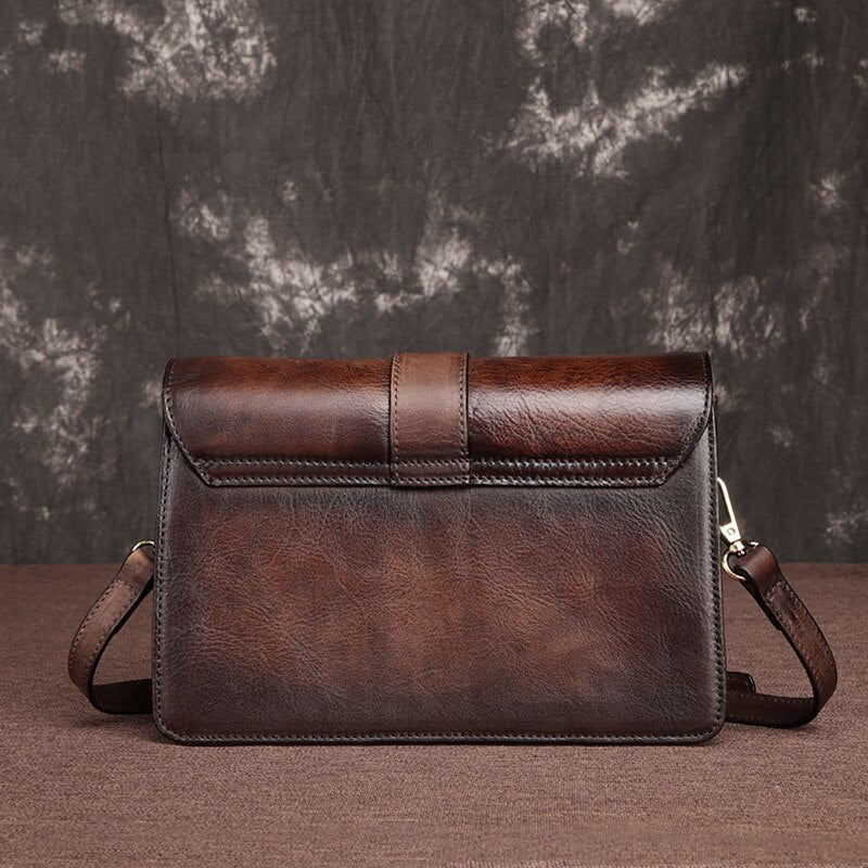 Diagonal leather square bag