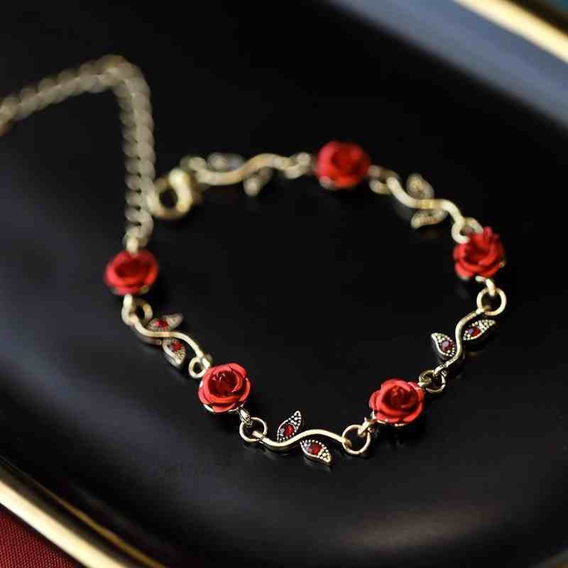 Romantic Rose Flower Bracele and Clavicle Chain