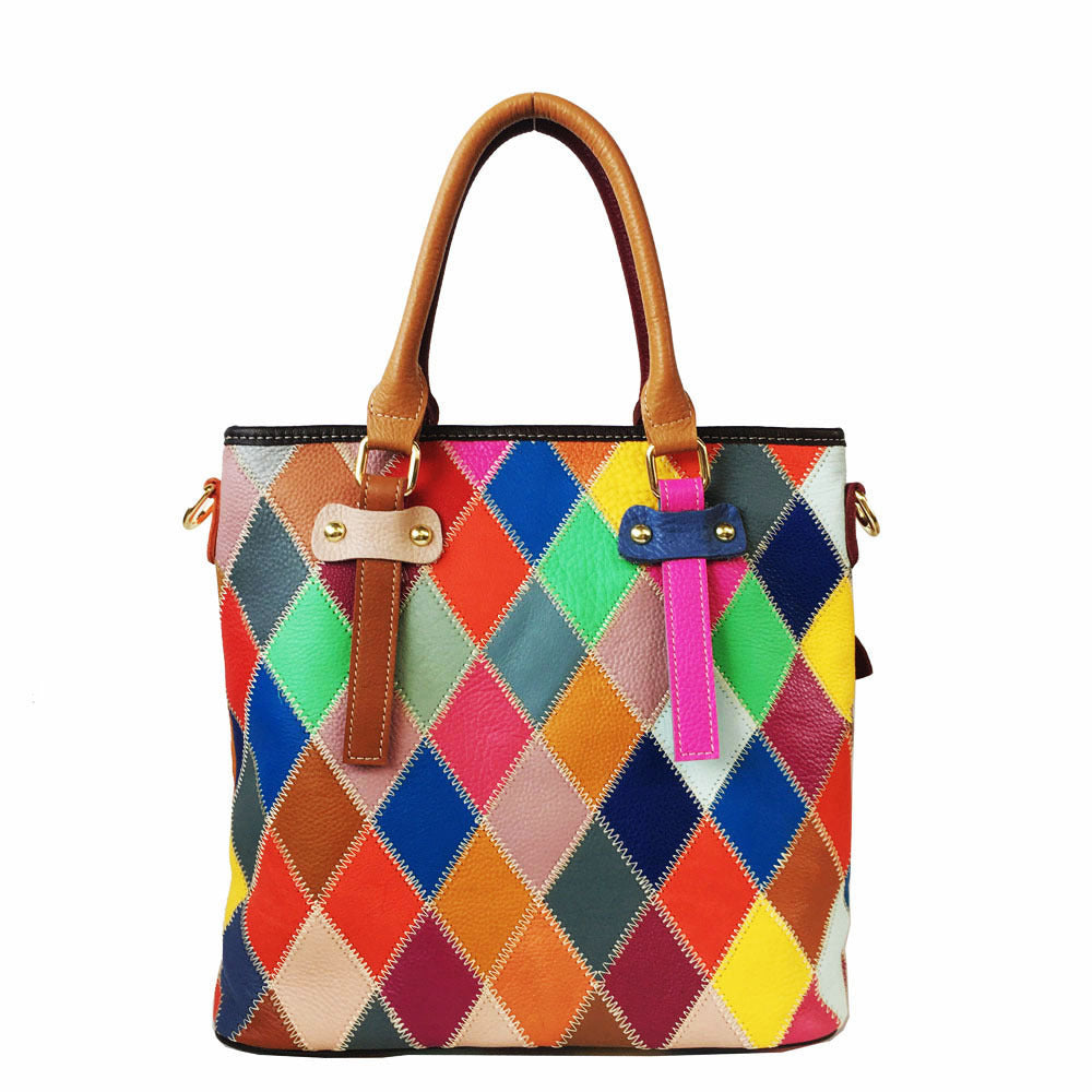 Vertical Square Color Rhombus Chain Bag