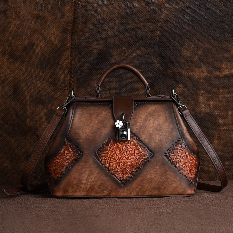 Johnature Retro Embossing Women Handbag