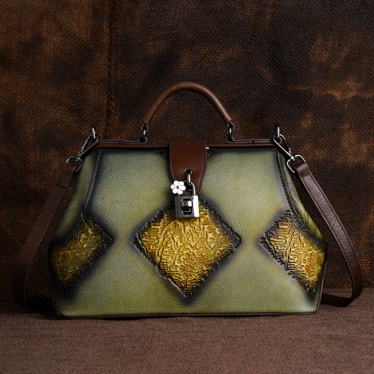 Johnature Retro Embossing Women Handbag