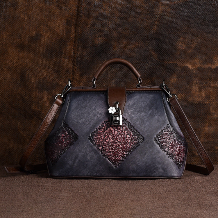 Johnature Retro Embossing Women Handbag