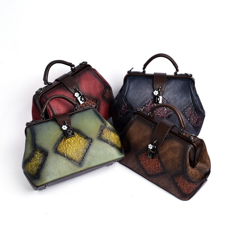 Johnature Retro Embossing Women Handbag