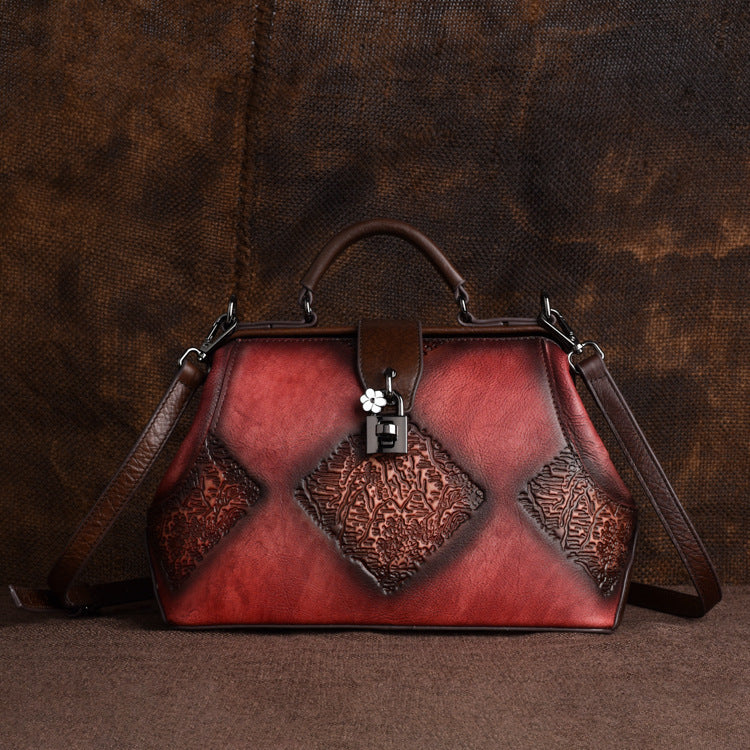 Johnature Retro Embossing Women Handbag