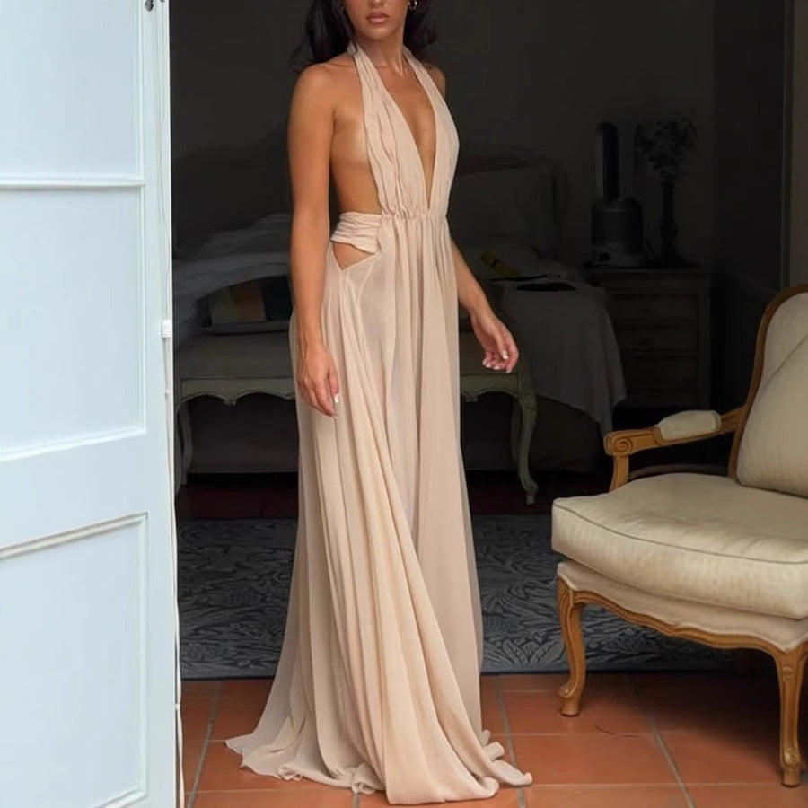 Summer Deep V-neck Backless Dress Women
