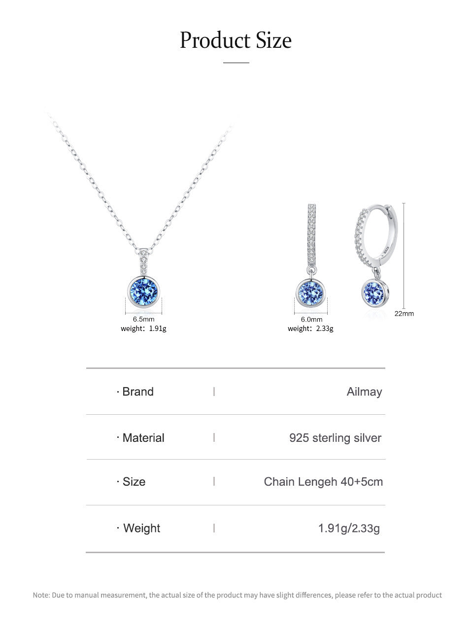 Women's Light Luxury Sea Blue Earrings Necklace