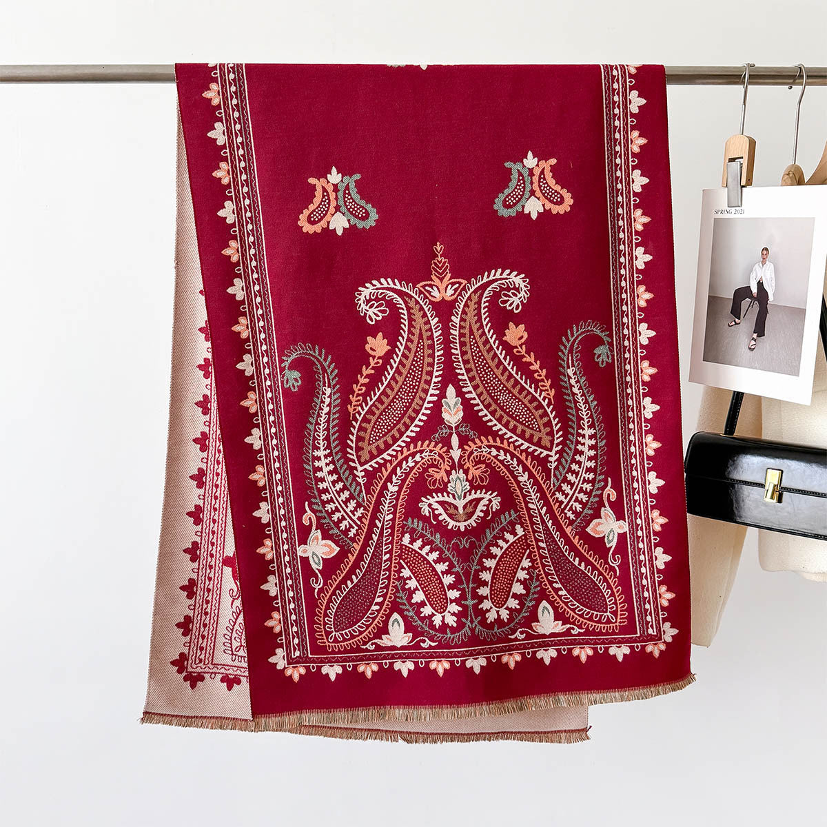 New Geometric Double-sided Dual-use Scarf Baggy Coat