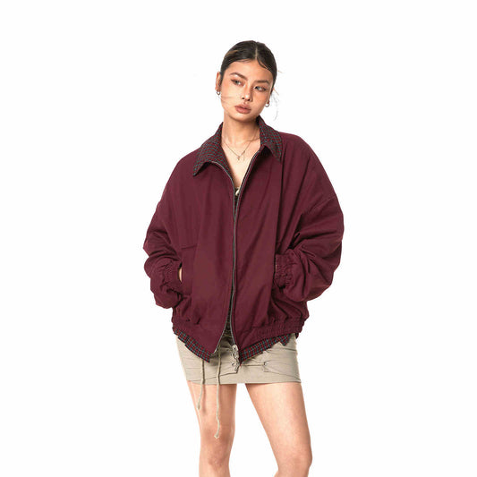 Red Reverse Jacket Women's Plaid Coat