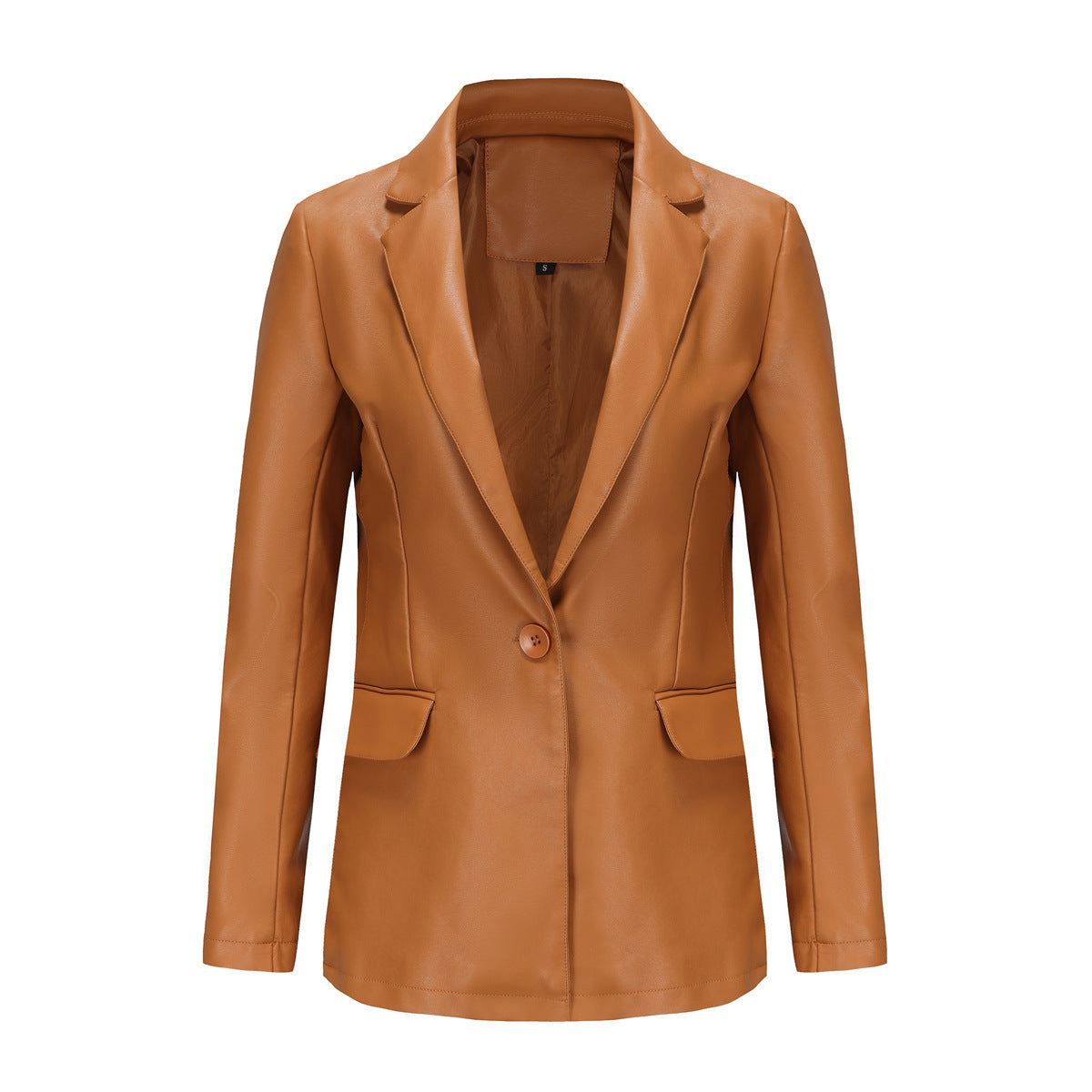 Single Button Commute Leisure Leather Coat