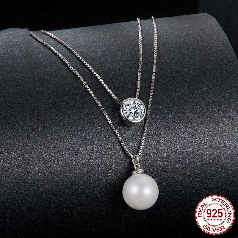 Silver Double-layer Chain Moissanite Necklace