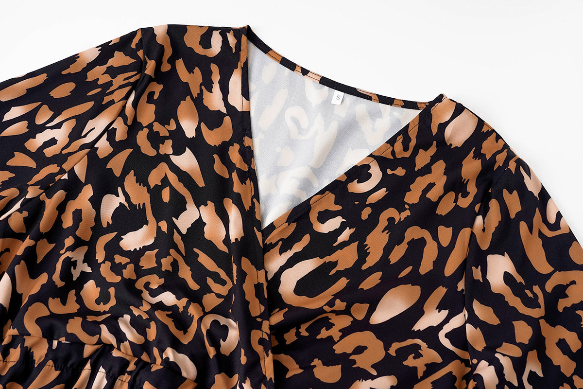 Women's V-neck Open-waisted Printed Dress