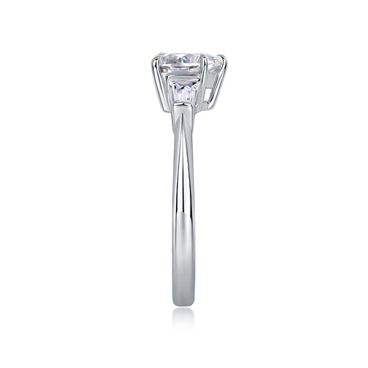Large Diamond Ring Luxury Fashion Set Moissanite Silver Ring