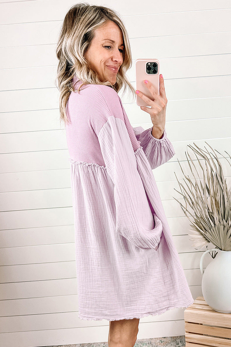 Thin Patchwork Sleeve Dress