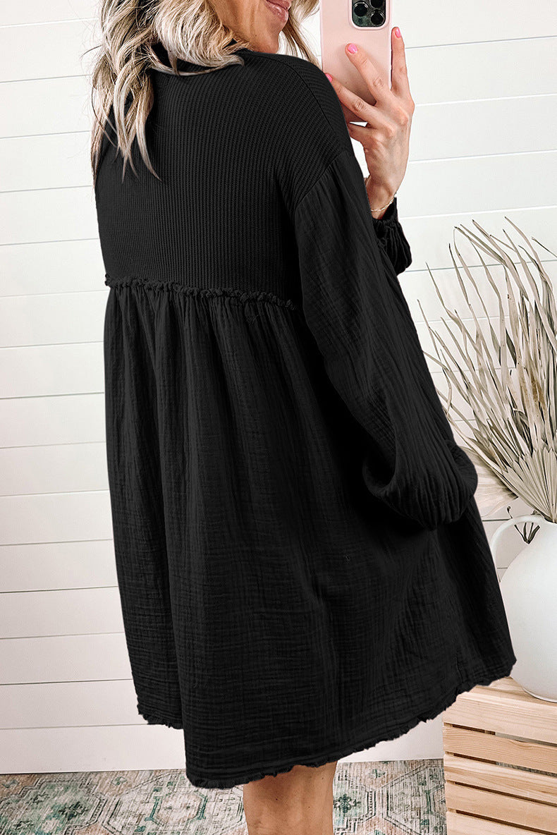 Thin Patchwork Sleeve Dress