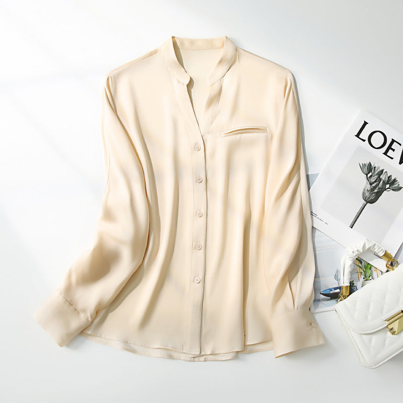 Turnover Style Commuter Silk Shirt