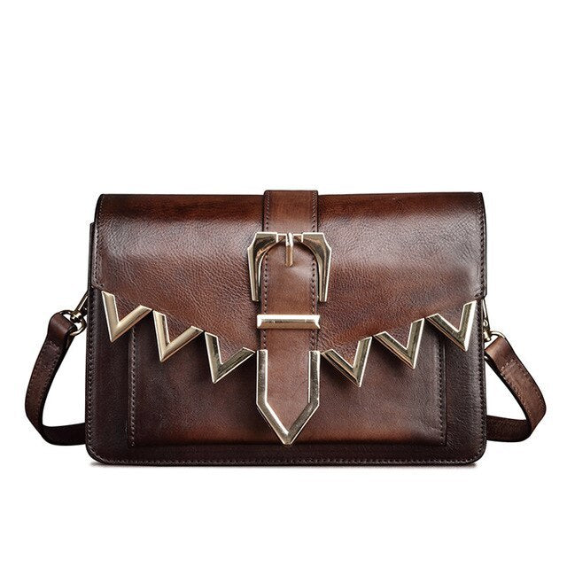 Diagonal leather square bag