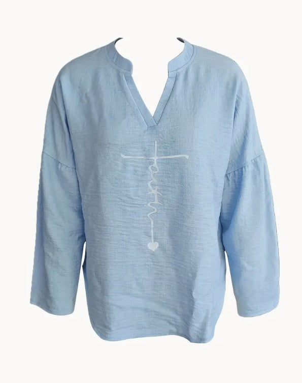 Women'S V-Neck Long Sleeve Shirt