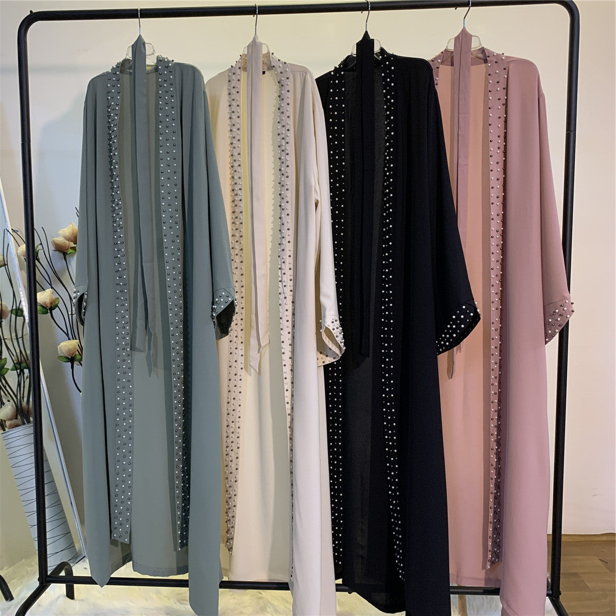 Beaded Lace Up Cardigan Robe