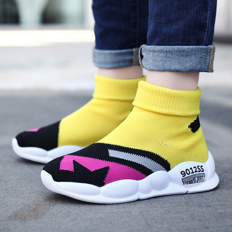 New Girls' Breathable Flying Sneakers