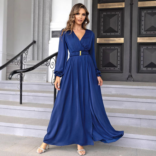 Spring New V-neck Long Chiffon Evening Dress