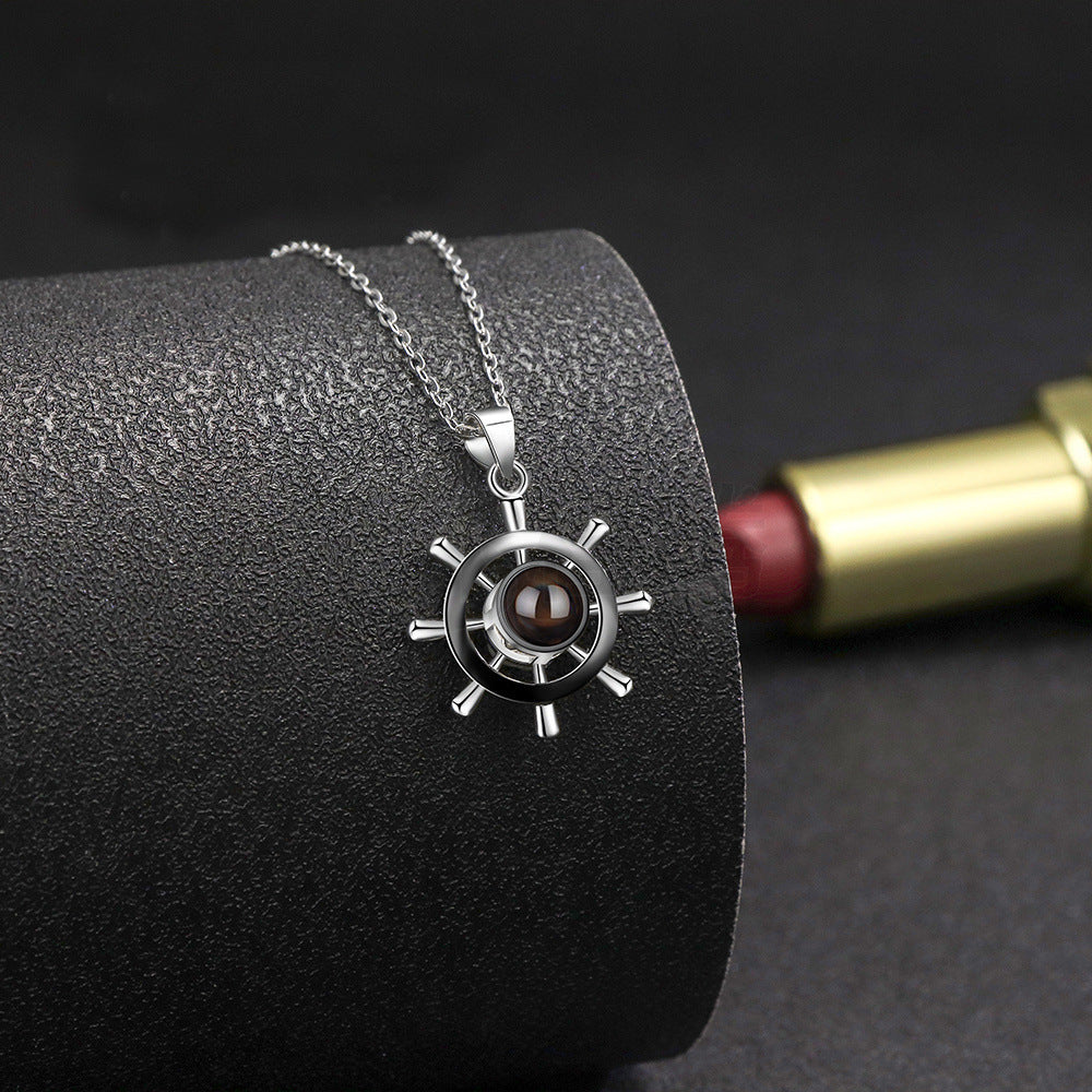 Silver Ship Rudder Projection Necklace