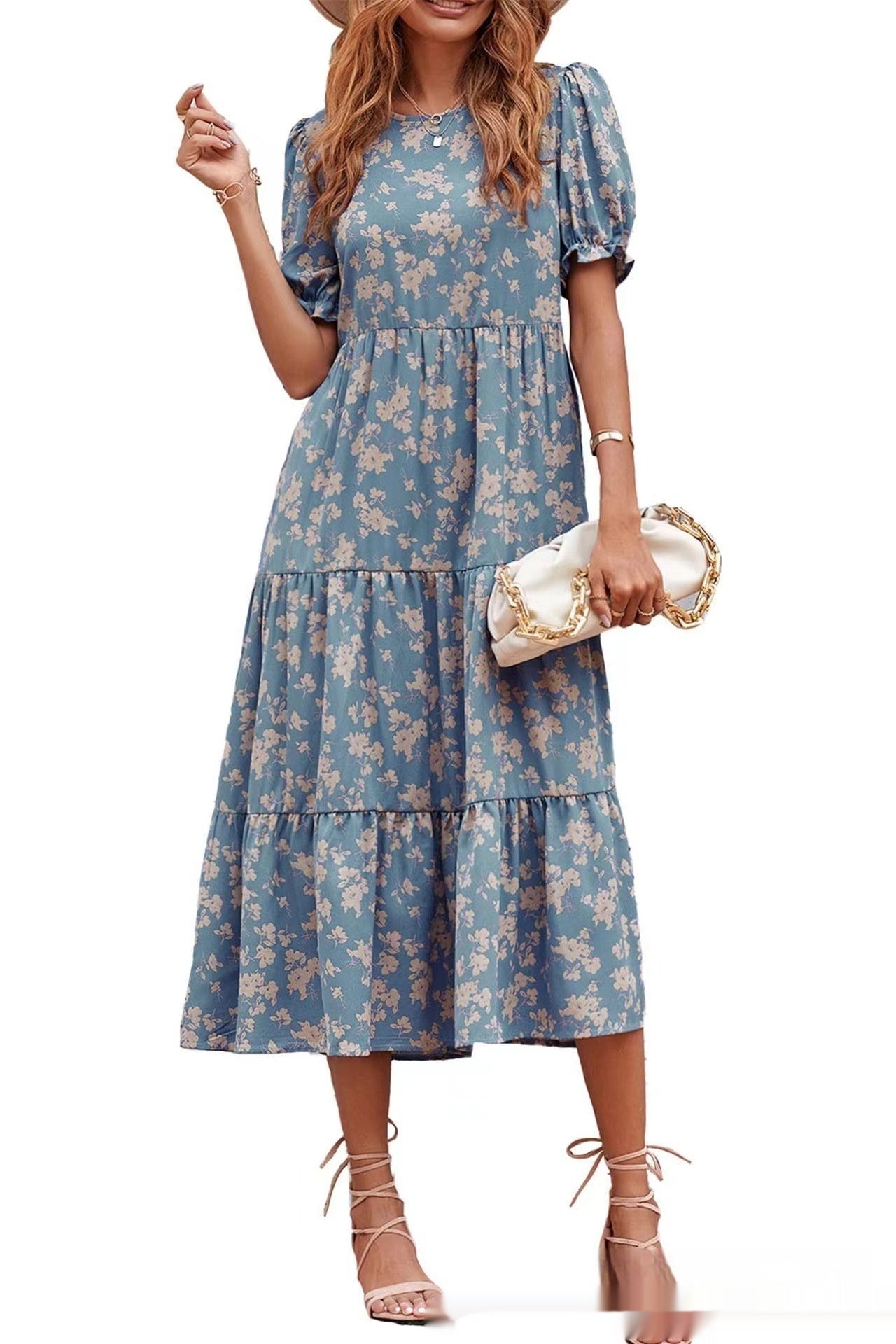 Printed Short Sleeves Dress Women