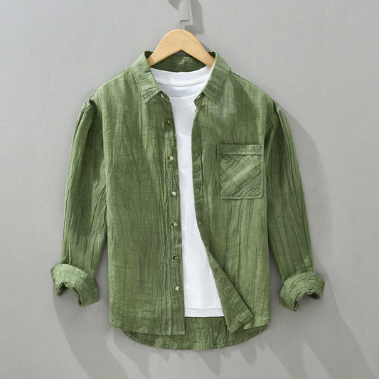 Pleated Cotton Linen Shirt