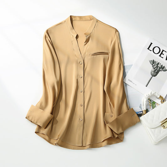 Turnover Style Commuter Silk Shirt