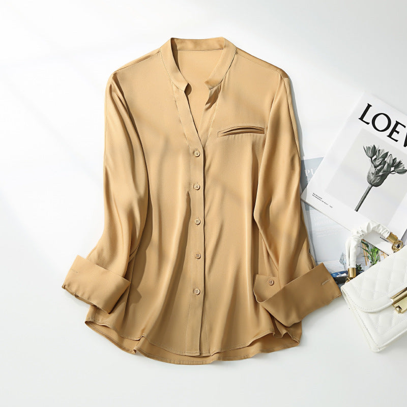 Turnover Style Commuter Silk Shirt