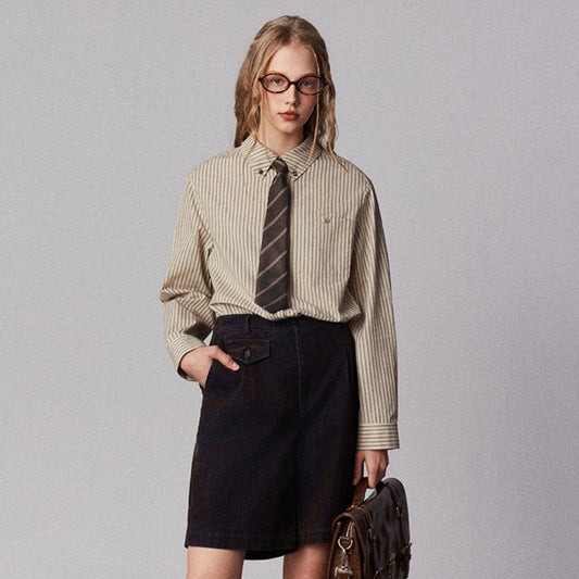 American Retro Striped Shirt For Women