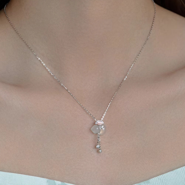 White Chalcedony Fu Lu Gourd Necklace