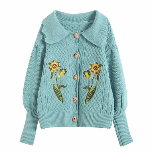 Embroidered Balloon Casual Women's Top
