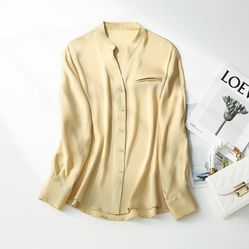 Turnover Style Commuter Silk Shirt