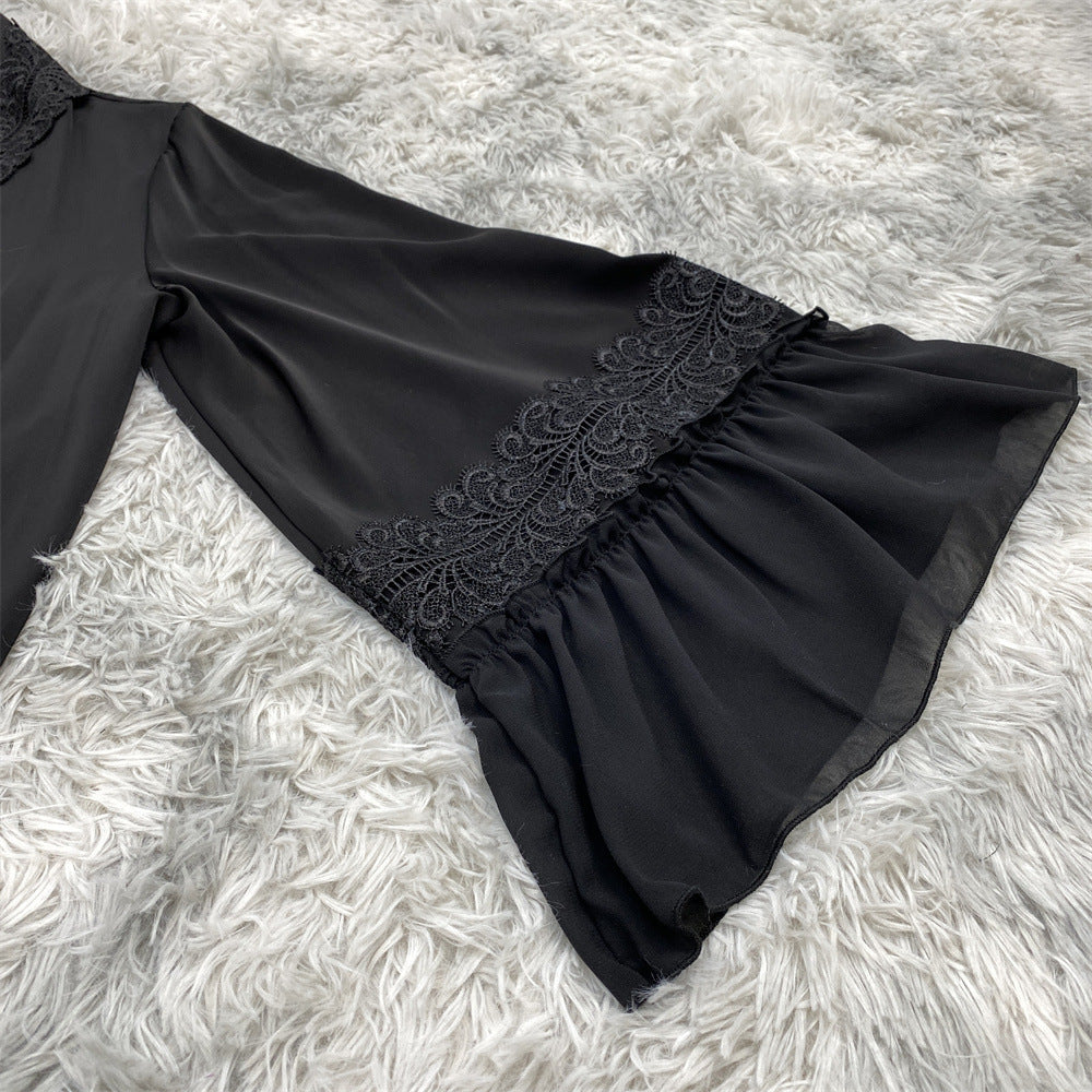 Black Flower Embroidered Cardigan Robe