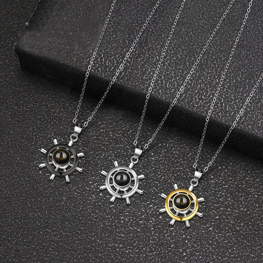 Silver Ship Rudder Projection Necklace